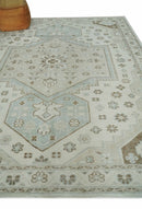 Earthy Ivory, Brown and Gray Hand knotted 8x10 Traditional wool Area Rug