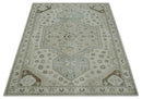 Earthy Ivory, Brown and Gray Hand knotted 8x10 Traditional wool Area Rug