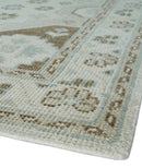 Earthy Ivory, Brown and Gray Hand knotted 8x10 Traditional wool Area Rug