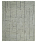 Earthy Modern Stripes Design Custom Made Ivory, Silver and Gray Hand Tufted Rug