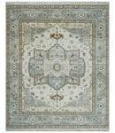 Earthy Neutral Custom Made Ivory, Beige and Silver Traditional Hand Knotted Wool Area Rug