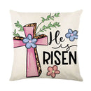 Easter bunny rabbit linen cushion cover – living room floral pillow by Decorbites