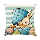 Easter bunny rabbit linen cushion cover – living room floral pillow by Decorbites