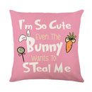 Easter bunny rabbit linen cushion cover – living room floral pillow by Decorbites