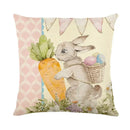 Easter bunny rabbit linen cushion cover – living room floral pillow by Decorbites
