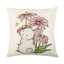 Easter bunny rabbit linen cushion cover – living room floral pillow by Decorbites