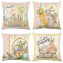 Easter bunny rabbit linen cushion cover – living room floral pillow by Decorbites
