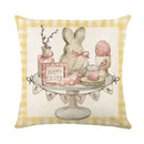 Easter bunny rabbit linen cushion cover – living room floral pillow by Decorbites