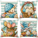 Easter bunny rabbit linen cushion cover – living room floral pillow by Decorbites