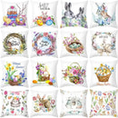 Easter rabbit and eggs pillowcase – living room floral decor by Decorbites
