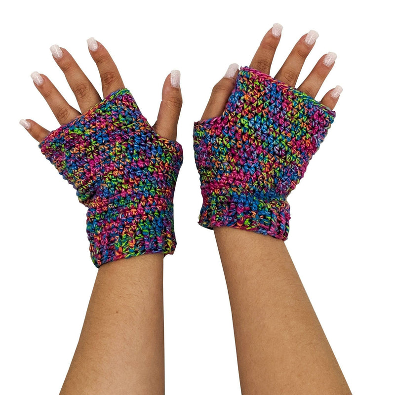 Colorful Fingerless Mitts Knitting and Crochet Kit