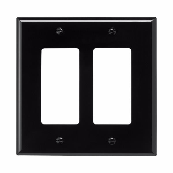 Eaton PJ262 Two Gang Decorator Wallplate White/Black