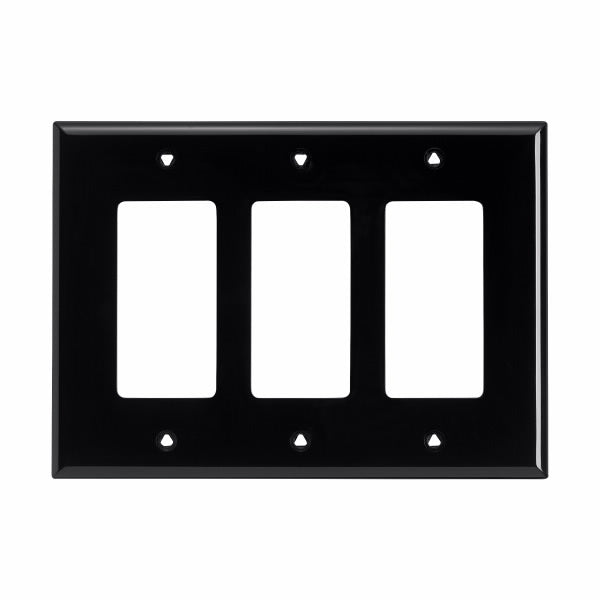 Eaton PJ263 Three Gang Decorator Wallplate White/Black