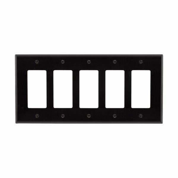 Eaton PJ265 Five Gang Decorator Wallplate White/Black