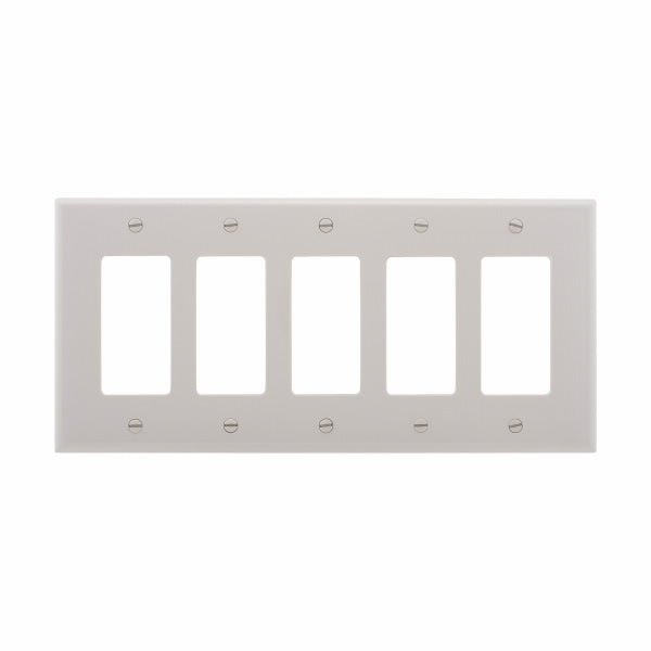 Eaton PJ265 Five Gang Decorator Wallplate White/Black