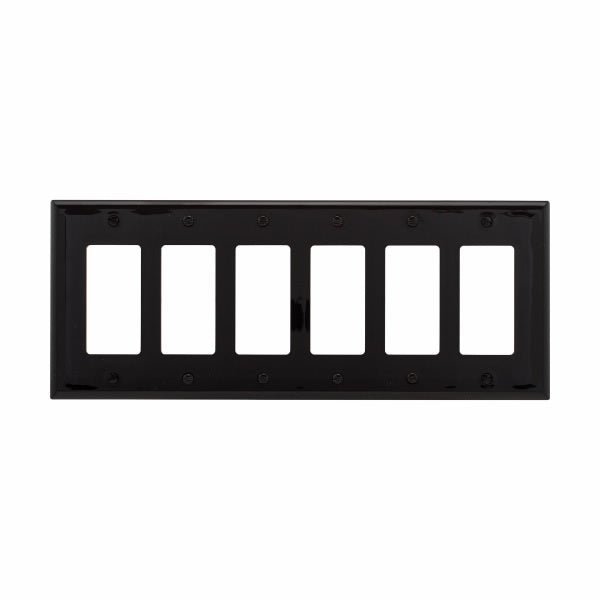 Eaton PJ266 Six Gang Decorator Wallplate White/Black