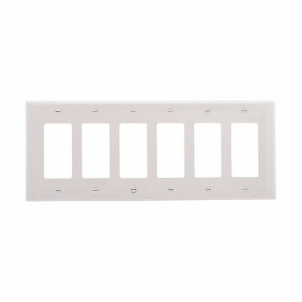 Eaton PJ266 Six Gang Decorator Wallplate White/Black