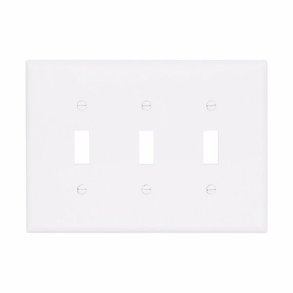 Eaton PJ3 Three Gang Toggle Wallplate White/Black