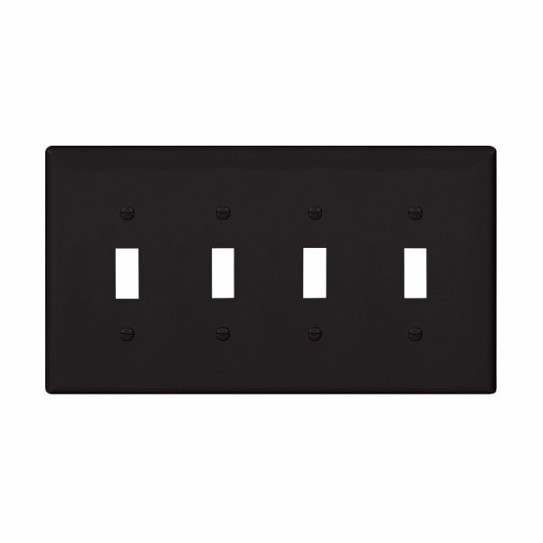 Eaton PJ4 Four Gang Toggle Wallplate White/Black