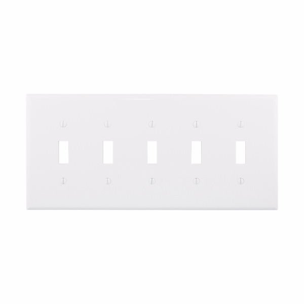 Eaton PJ5 Five Gang Toggle Wallplate White/Black