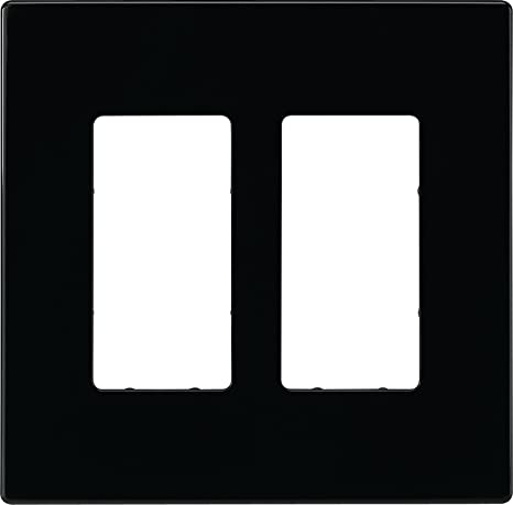 Eaton PJS262 Two Gang Decorator Screwless Wallplate White/Black