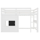 Twin Size Loft Bed With Sliding Chalkboard & Bookshelf