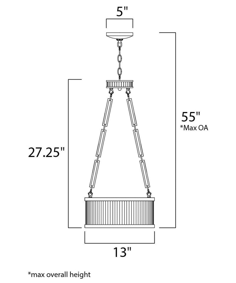 Ruffle 13"W 3-Light Pendant Light Fixture Weathered Zinc and Satin Nickel Finish by Maxim