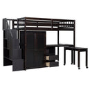 Loft Bed With Stairs, Bookshelf, Drawers, Desk & Wardrobe, Space Saving Multifunctional Furniture by HouseOfZazla