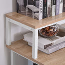 55 Inch Home Office Computer Desk Study Writing Workstation with Storage Shelves, Elevated Monitor Shelf, CPU Stand, Durable X-Shaped Construction, Oak Wood Grain