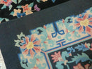 8' x 10' Vintage Handmade Art Deco Plush Chinese Wool Rug center Flower Black