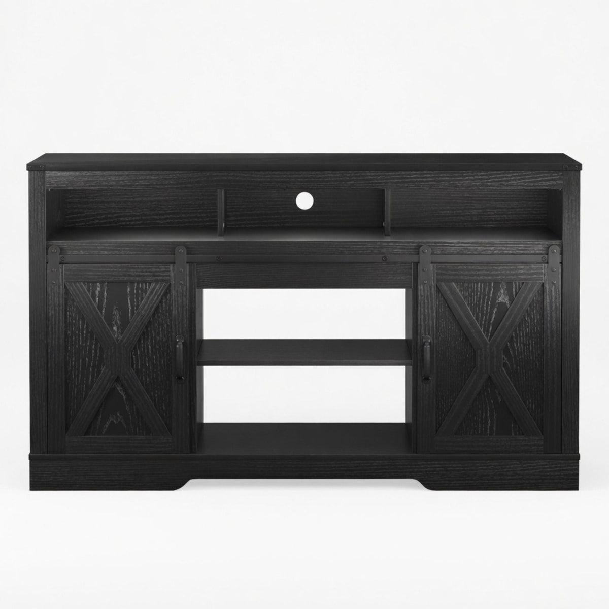 Farmhouse TV Stand With Sliding Barn Doors & Adjustable Storage, photo 3 of 40