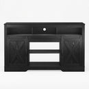 Farmhouse TV Stand With Sliding Barn Doors & Adjustable Storage
