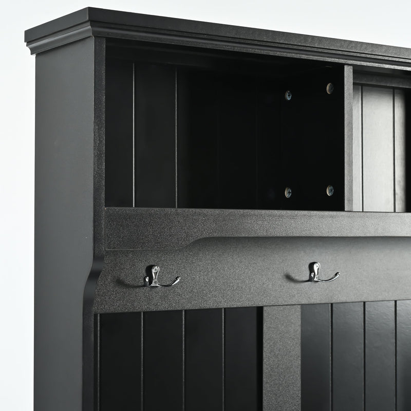 4-in-1 Entryway Bench with Coat Rack, Cushion and 4 Sturdy Hooks, 47.2" Wide Hall Tree with Storage Bench for Hallway, Entryway, Living Room