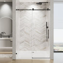 Frameless Single Sliding Soft Close Shower Door, 5 / 16" Clear Nano Coated Tempered Glass And 304 Stainless Steel Handle - Matte Black by HouseOfZazla