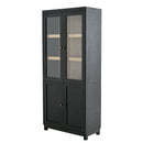 Mid Century Modern Style Tall Display Cabinet With Glass Doors For Collectibles - Black by Unique Piece Furniture