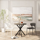 31.5" Modern Round Dining Table with Crossed Legs, Black Occasional Table, Two Piece Detachable Table Top, Matte Finish Iron Legs