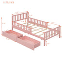 Platform Bed With Guardrails On Both Sides And 2 Storage Drawers by HouseOfZazla