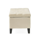 Button Tufted Diamond Stitch Storage Ottoman - Beige by HouseOfZazla
