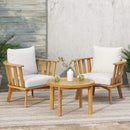 Patio Furniture Set, Outdoor Acacia Wood Patio Club Chair With Table by HouseOfZazla