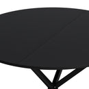 42.13" Modern Cross Leg Round Dining Table, Black Top Occasional Table, Two Piece Removable Top, Matte Finish Iron Legs