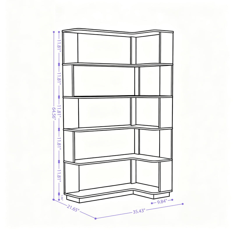 Freestanding Corner Bookshelf For Living Room - Dark Brown, photo 4 of 4