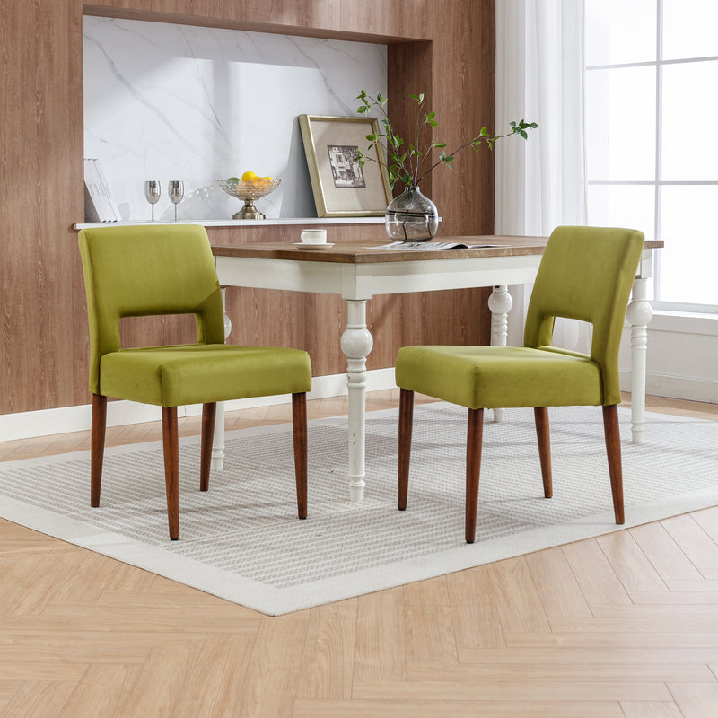 Accent Chairs Set of 2, Velvet Chairs with Solid Woood, Upholstered Dining Chairs for Living Room, Kitchen, Bedroom, Beauty Room,Dining room-Fruit Green