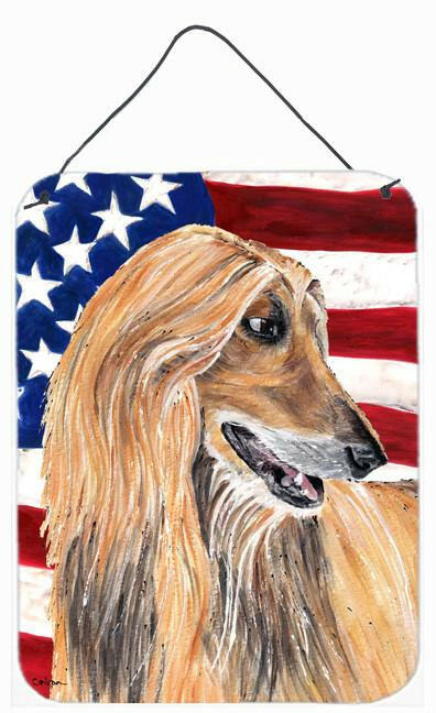 Afghan Hound USA Patriotic American Flag Wall or Door Hanging Prints SC9506DS1216