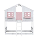House Bunk Bed With Roof, Window, Window Box, Door, With Safety Guardrails And Ladder by HouseOfZazla