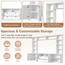 Farmhouse Elegant Entertainment Center Wall Unit with 4 Drawers
