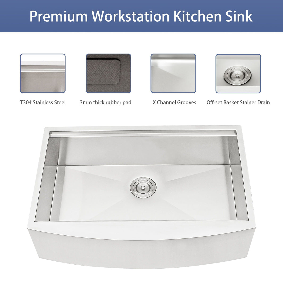 Classic Ceramic Farmhouse Sink Workstation Single Bowl With Durable Finish, photo 38 of 40