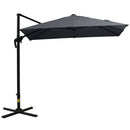 8FT Cantilever Patio Umbrella, Square Outdoor Offset Umbrella with 360 Rotation, Aluminum Hanging Umbrella with 3-Position Tilt, Crank & Cross Base for Garden, Dark Gray