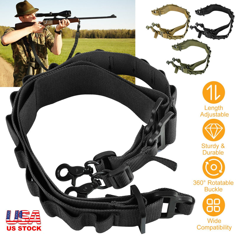 Tactical Shotgun Sling 2 Point Gun Sling Adjustable Shoulder Strap Rifle Shotgun Belts w/ 15-Shell Holders, photo 6 of 8