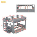 Wood Full Size Convertible Bunk Bed With Storage Staircase, Bedside Table, And 3 Drawers - Gray by Unique Piece Furniture