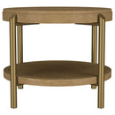 Arini Round End Side Table With Storage Shelf Sand Wash